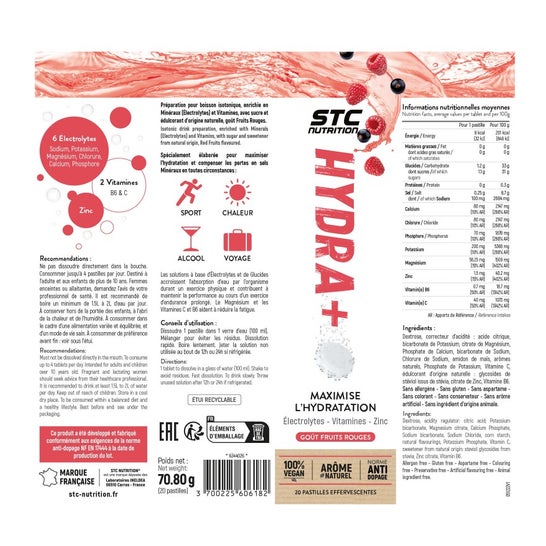 STC Nutrition Hydra+ Hydratation Frutos Vermelhos 20comp STC Nutrition Hydra+ Hydratation Frutos Vermelhos 20comp
