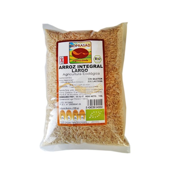 Bioprasad Orgânico Grão Integral Arroz de Grãos Longos 1Kg Bio Gluten Free