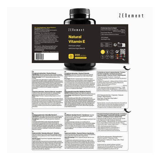 Zenement Vitamina E Natural 400 Ui D-Alfa-Tocoferol 200caps