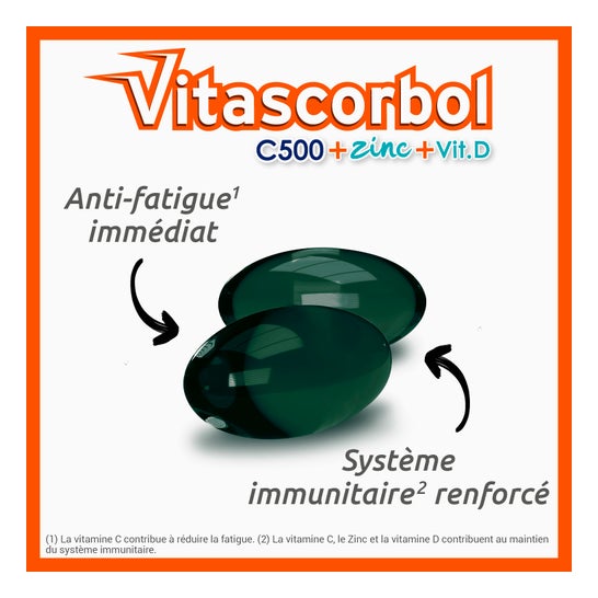 Vitascorbol Vitamina C 500 + Zinco + Vitamina D 30caps