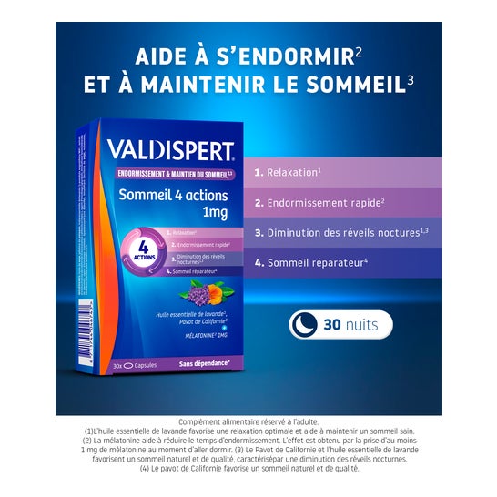 Valdispert Mlatonine 1 Mg " 4 Ações " Caixa de 30 Cápsulas