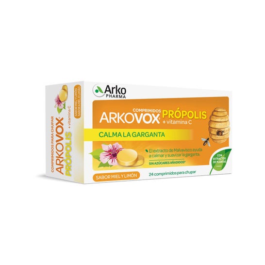 Arkovox própolis + vitamina C sabor mel e limão 24comp