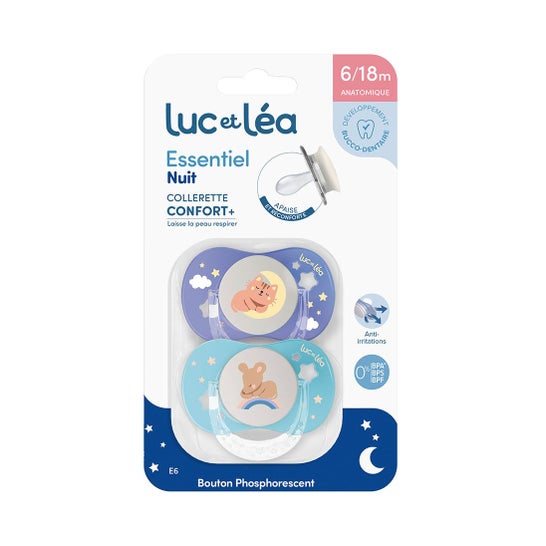 Luc Et Léa Essentiel Night Confort+ Chupeta 6-18M E6 2 Unidades