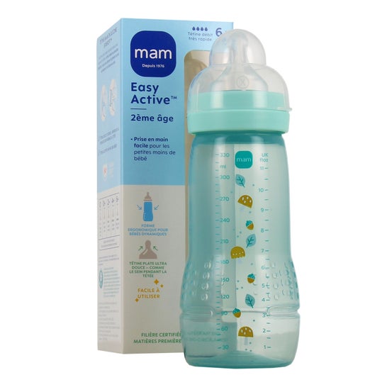 Mam Easy Active Biberão Tetina Fluxo Muito Rápido +6M Ice 330 ml