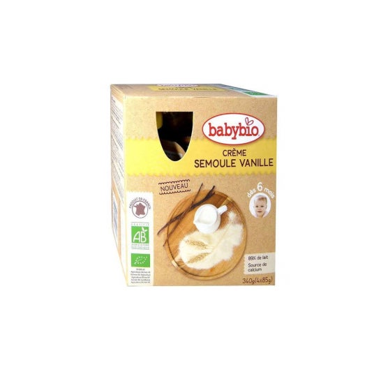 Cabaça Babybio a partir dos 6 meses Creme de Semolina de Baunilha 4x85 Gramas
