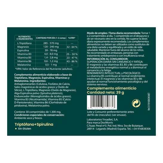 DocMorris Triptófano + Espirulina 30caps