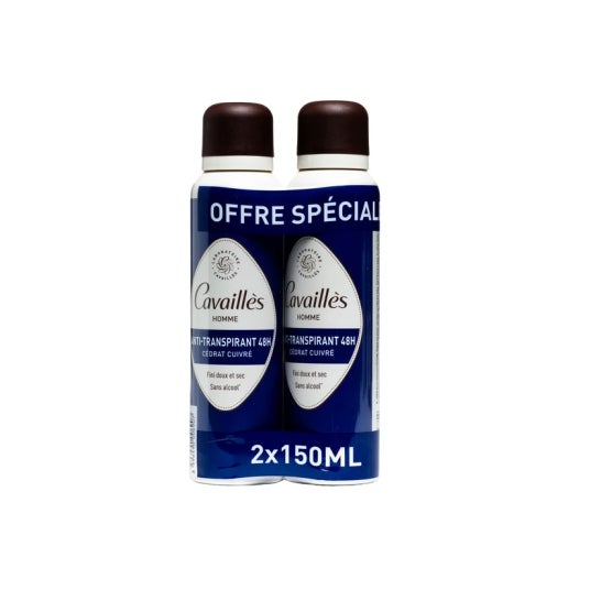 Cavaillès Déodorant Homme Anti-Transpirant 48h 2x150ml