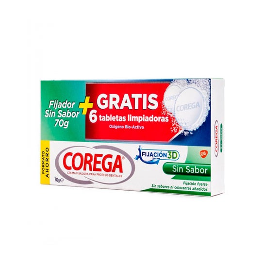 Corega Fixação 3D sem sabor 70Gr+6 comprimidos de limpeza grátis