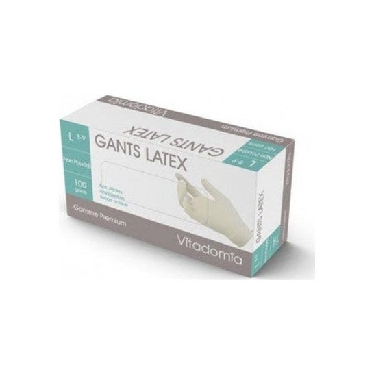 Vitadomia Guantes de Látex Sin Polvo M 7/8 100uds