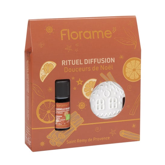 Florame Pack Óleo Canela Laranja Bio 10 ml + Decoração Perfumada