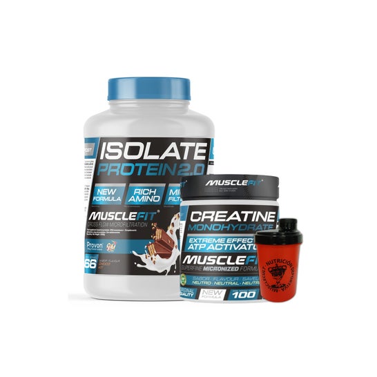 MuscleFit Pack Isolate 2kg ChocoKit + Creatina 300g + Shaker