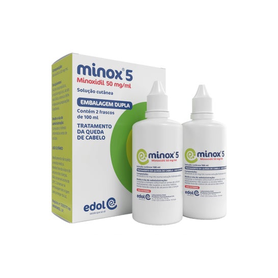 Edol Minox 5 Minoxidil 50mg/ml Solução Cutânea 2x100ml Edol Minox 5 Minoxidil 50mg/ml Solução Cutânea 2x100ml