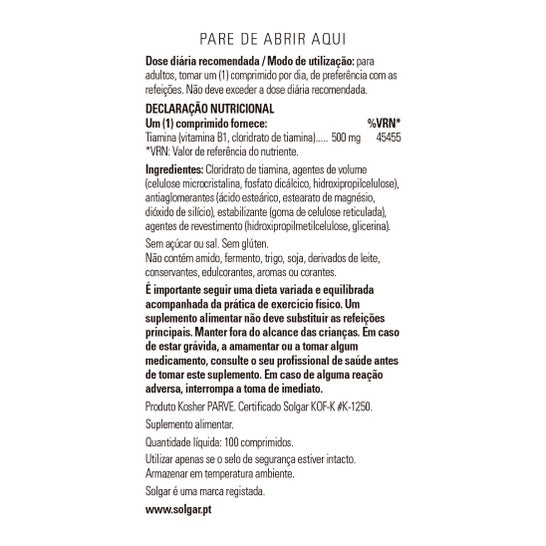 Aba Solgar Vitamina B1 10.