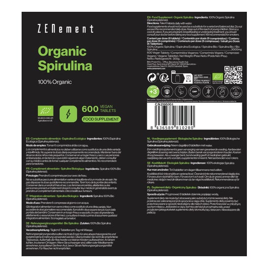 Zenement Espirulina 500mg 1ud