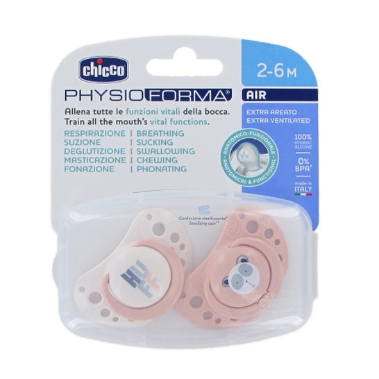 Chicco Physio Forma Air Pink Pacifier 2-6M 2 Unidades