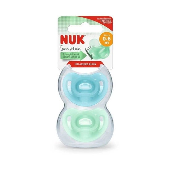 Chupeta de Silicone Nuk Sensitive 0-6 Meses Azul Verde 2 unidades