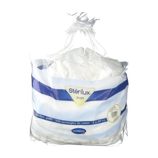 Hartmann Sterilux Care 200 retângulos de algodão 8 x 10cm