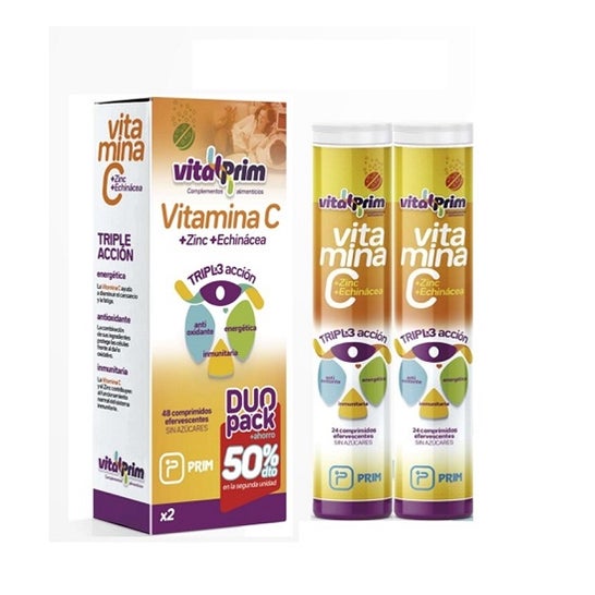 VitalPrim Pack Vitamina C Tripla Ação Efervescente 2x24comp