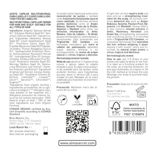 Alma Secret Botanical Rescue Hair Serum 50ml Alma Secret Botanical Rescue Hair Serum 50ml