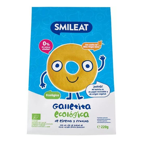 Bolachas de espelta Smileat com frutas orgânicas 220g