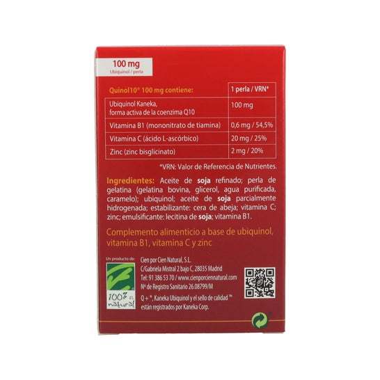 100% Natural Quinol10 60 100mg Pérolas