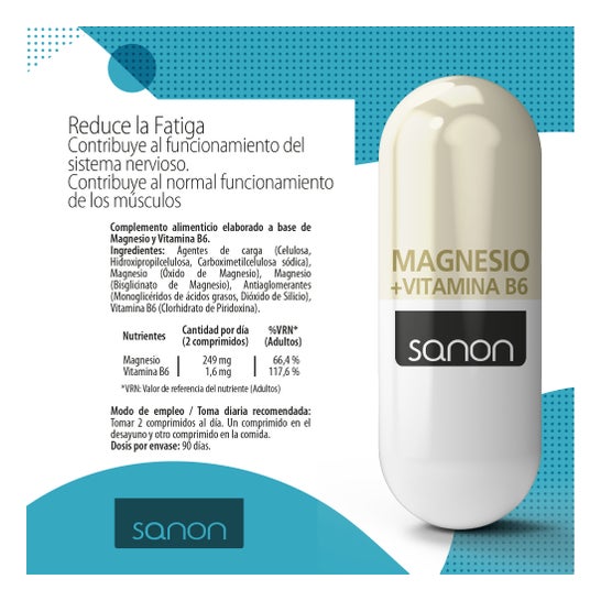 Sanon Magnésio + Vitamina B6 180 comprimidos de 1200 mg