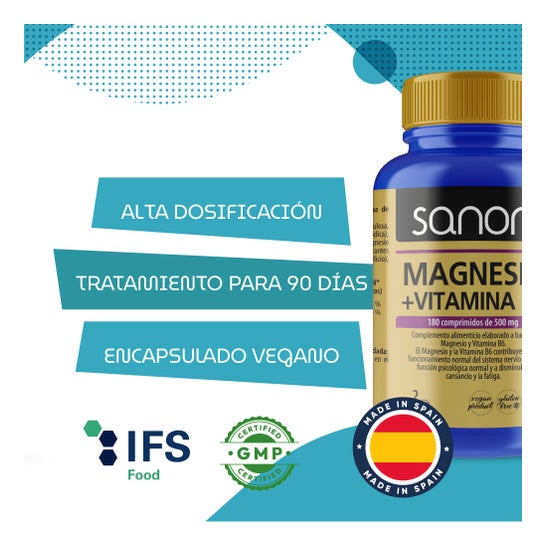 Sanon Magnésio + Vitamina B6 180 comprimidos de 1200 mg