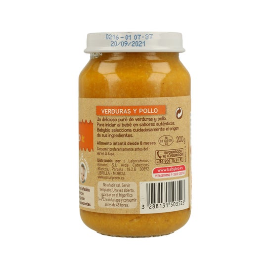 Vegetal Orgânico Babybio E Frango Tetito 200g