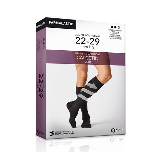 Meia de Farmalastic (AD) compressão normal T-pequeno preto 1ud Meia de Farmalastic (AD) compressão normal T-pequeno preto 1ud