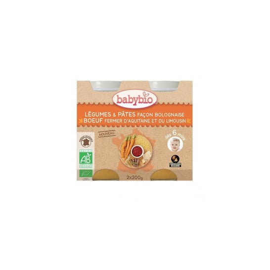 Babybio Daily Menu a partir de 6 meses Vegetais e Massas à Bolonhesa 2x200 Gramas