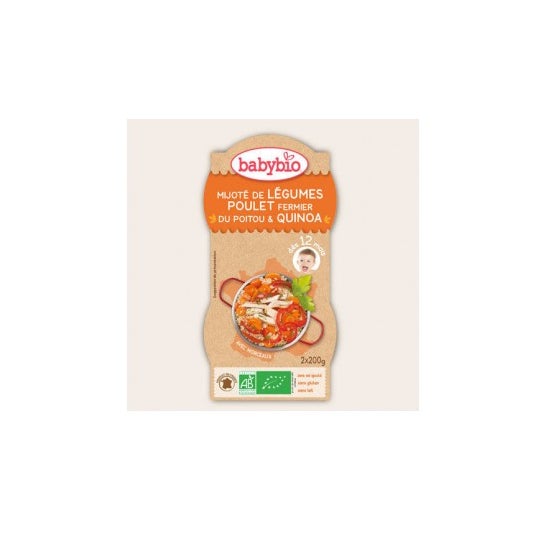 Babybio Bowls Menu Legumes Frango Quinoa Biológico em 12 meses 2 x 200g