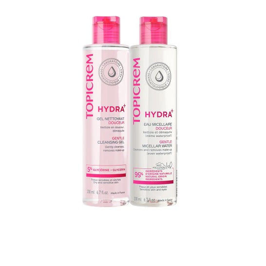 Topicrem Hydra+ Set Gel de Limpeza 200 ml + Água Micelar 200 ml