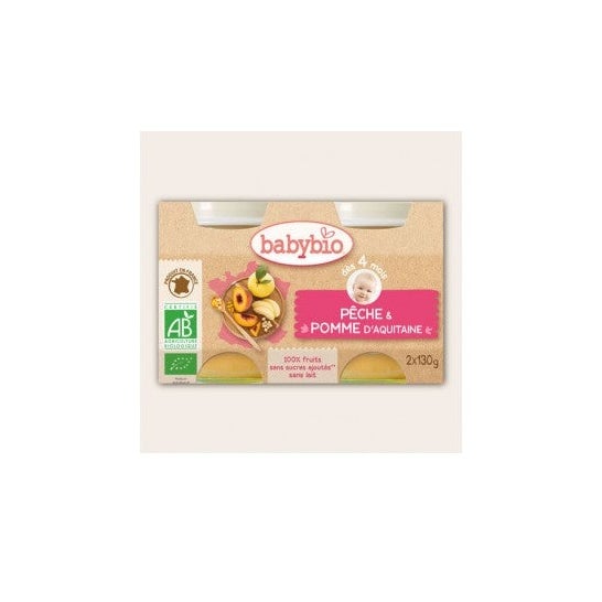 Babybio Organic Apple Poch Pots em 4 meses 2x130g