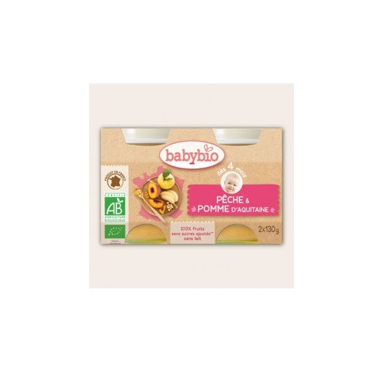 Babybio Organic Apple Poch Pots em 4 meses 2x130g