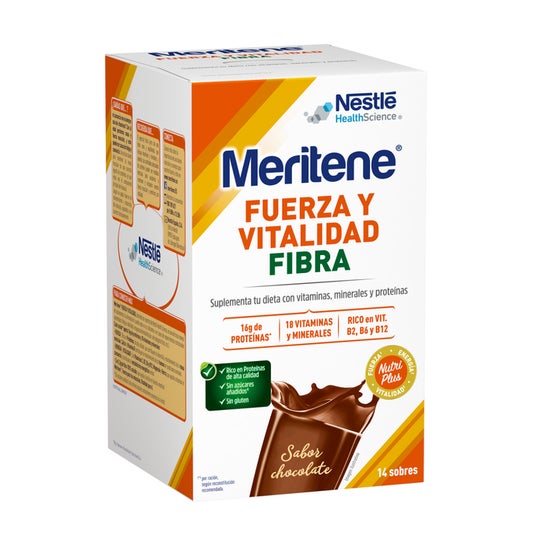 Fibra Meritene agita o sabor do chocolate 14 envelopes