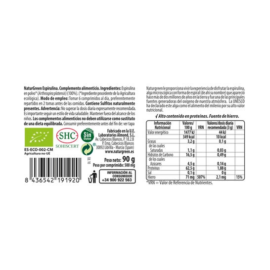 Naturgreen Organic Spirulina 180 comprimidos