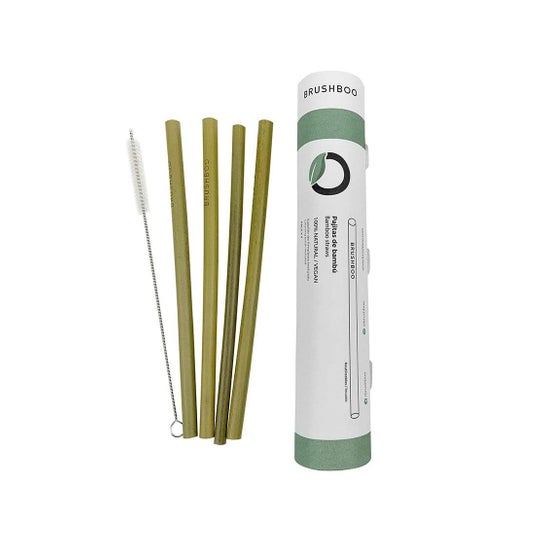 Brushboo Pack 4 Palhinhas de Bambu + Limpador