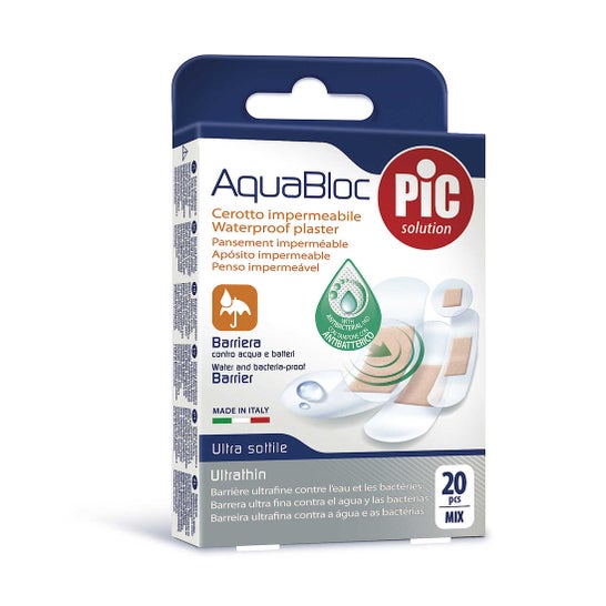 PiC Aquabloc com cobertura adesiva sortida 20uds bactericida