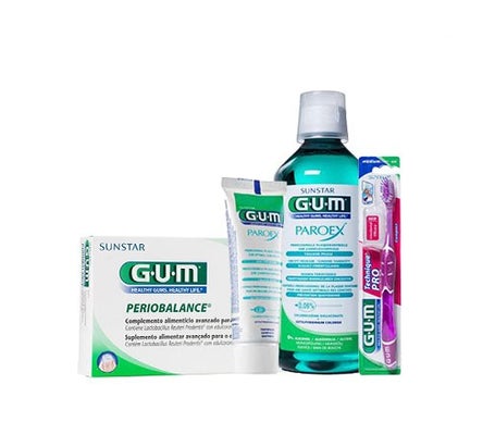 GUM ™ Periobalance 30uds + enxaguatório bucal 500ml + creme dental 75ml + escova Técnica Pro 1ud