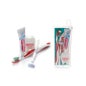 Kit dentário adulto para adultos 1 escova + pasta de dentes 25ml + 5m fio dental + 1 saboneteira